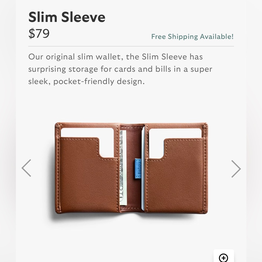 Bellroy Slim Sleeve Wallet Cardholder Hazelnut Brand New In Box NWT